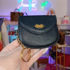 Bally Vintage Blue Pebble Leather Key Case Coin Pouch Wallet